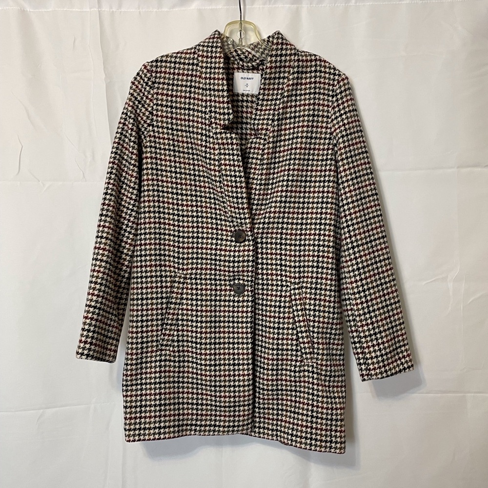 Old Navy Houndstooth Coat Multicolor Women’s Extra Small